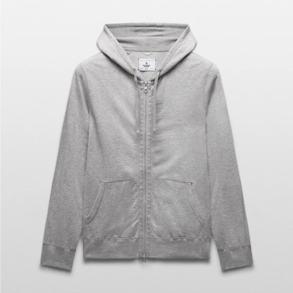 Reigning Champ Lightweight Terry Gray Zip-Up Hoodie M